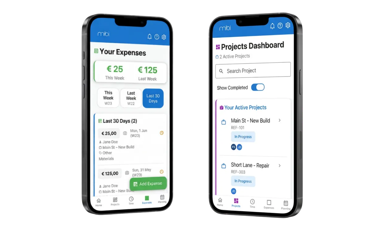 mibi app - time tracking on site